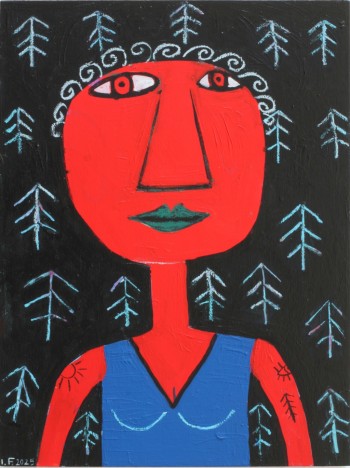 Nr. 32 Vom Woid dahoam 2025 Acryl u. Ölkreide a. Holz 40 x 30 cm