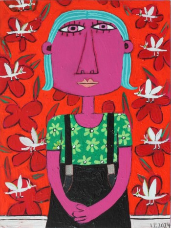 Nr. 42 The pleasures of gardening 2024 Acryl u. Kohle a. Holz 40 x 30 cm