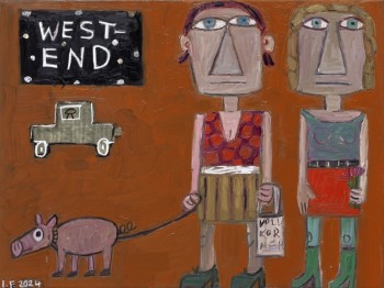 Nr. 11  Westend  2024 Öl u. Collage a. Lw. 50 x 70 cm