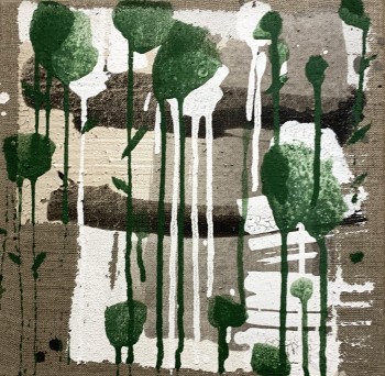 Nr. 12 o.T. aus der Serie nel verde 2025 Acryl a. Lw. 37 x 37 cm