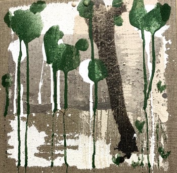 Nr. 11 o.T. aus der Serie nel verde 2025 Acryl a. Lw. 37 x 37 cm