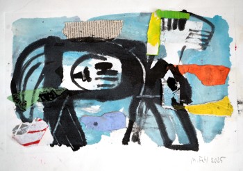 Nr. 75 Getragensein 5  2025 Monotypie Coll. 25 x 40 cm