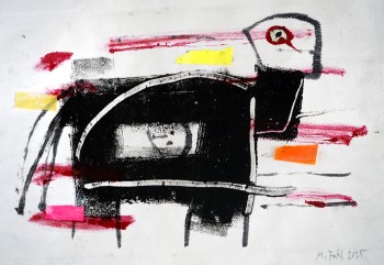 Nr. 73 Getragensein 3  2025 Monotypie Coll. 25 x 40 cm