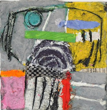 Nr. 12 Kopf 1  2025  Öl, Collage a. Lw. 20 x 20 cm