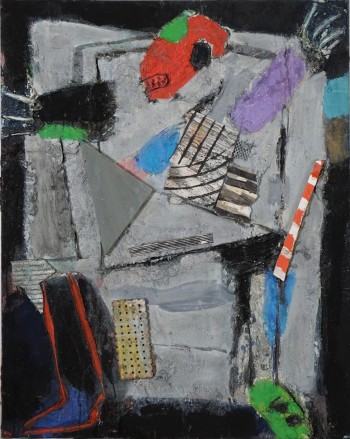 Nr. 11 Figur im Kasten  Öl  Assemblage 100 x 80 cm
