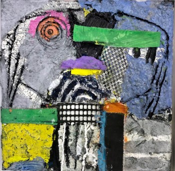 Nr. 26 Kopf 2 202 Öl a. Lw.Assemblage 30  x30 cm