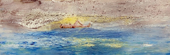 Nr. 7 Wenn sich das Außerhalb zum Innerhalb gesellt 2022 Acryl, Lack, Collage a. Lw. 40 x 120 cm