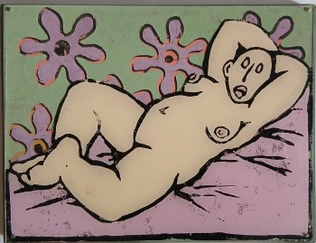 Nr. 35 Durchschaubare Frau 2011 Linolschnitt a. Plexiglas-Pap. 23 x 30 cm