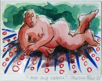 Nr. 11 Akt auf Laken 2025 Aquarell 10 x 14 cm